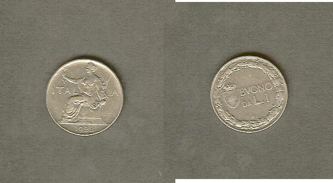 Italy 1 lire 1928 VF+